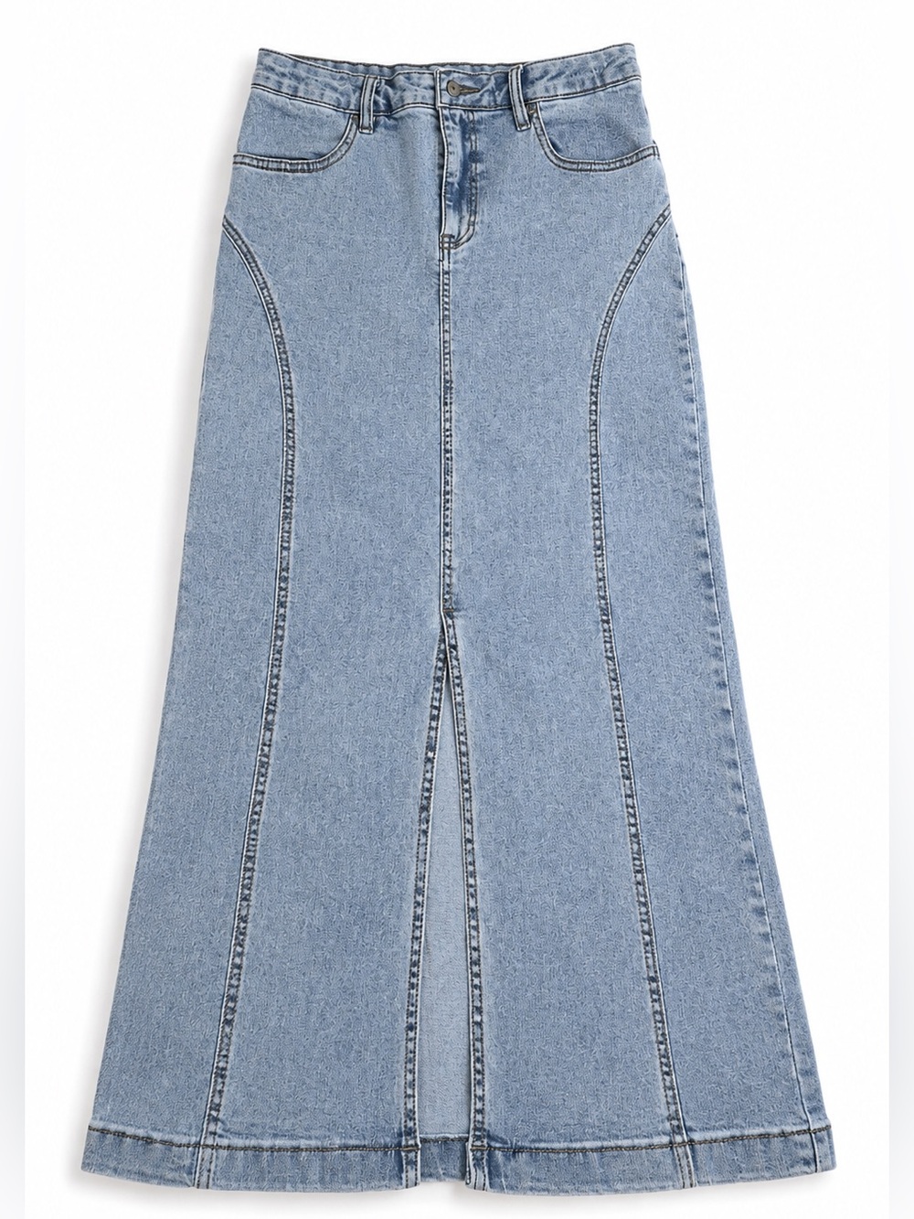 Nina Rossi Women’s Light Wash Denim Skirt Size L Y2K Stretch Classic Weatern